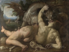 londongallery/cornelis van haarlem - two followers of cadmus devoured by a dragon